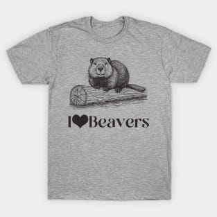 line art drawing, line art, line drawing, beaver, team beaver, the beaver, funny beaver, beaver lover T-Shirt